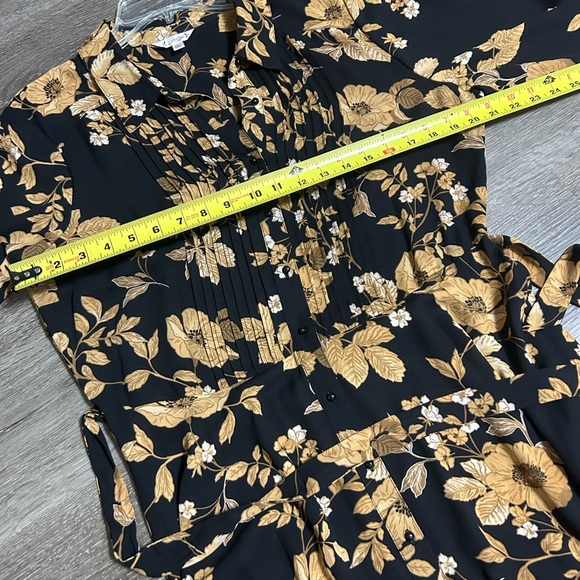 Nanette Lepore Crepe Chiffon Dress Belted Button Front LongSleeve Floral Size 14 - Picture 7 of 11